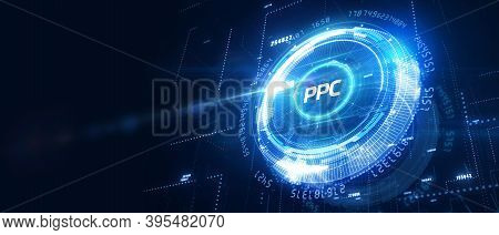 Pay Per Click Payment Technology Digital Marketing Internet Concept Of Virtual Screen. Ppc 3d Illust