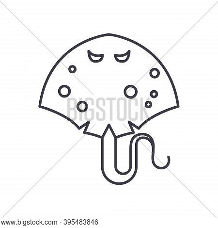 Stringray Icon, Linear Isolated Illustration, Thin Line Vector, Web Design Sign, Outline Concept Sym