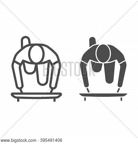 Skeleton Athlete Line And Solid Icon, Winter Sport Concept, Skeleton Sportsman Sign On White Backgro