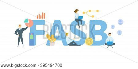 Fasb, Financial Accounting Standards Board. Concept With Keywords, People And Icons. Flat Vector Ill
