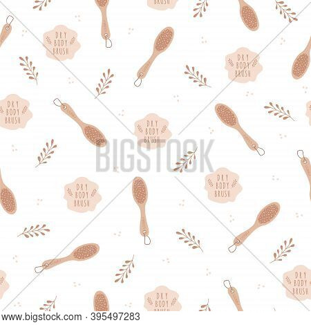 Skin Dry Brushing. Exfoliation Skin With Organic Products.