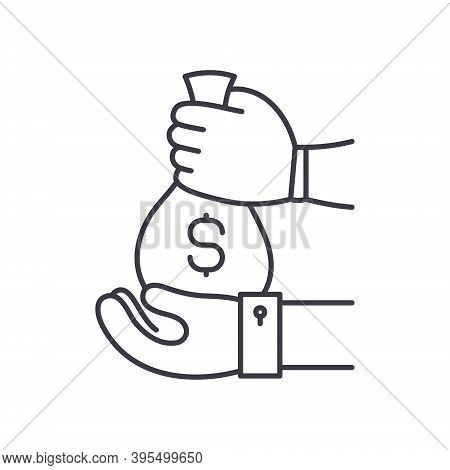 Loan Money Icon, Linear Isolated Illustration, Thin Line Vector, Web Design Sign, Outline Concept Sy