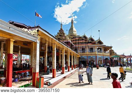 Inle Lake, Myanmar - Nov 09, 2019: Padogas Of Buddhist Monastery, Inle Lake, Shan State Of Myanmar F