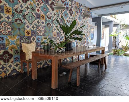 Denpasar, Indonesia - October 5, 2019: Interior Of A Common Living Room At Seruni Guest House.