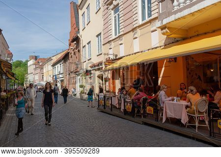 Vilnius, Lithuania - May 12, 2011: Beautifuul Streets Of Vilnius, Capital City Of Lithuania
