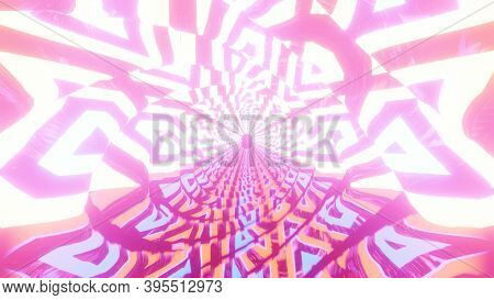 Glowing Textured Tunnel Fly Through 3d Illustration Background Wallpaper