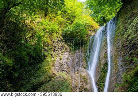 Russia. Sochi. Orekhovsky Waterfall On Bezumenks River - Natural Sight In The Neighborhood Of The Ci