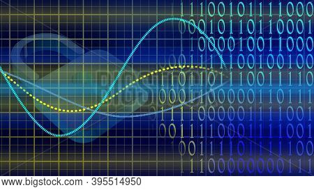 Abstract Cyber Security Concept - Graphic Elements Combined With Binary Code - Blurred Closed Padloc
