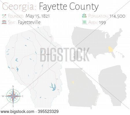Large And Detailed Map Of Fayette County In Georgia, Usa.