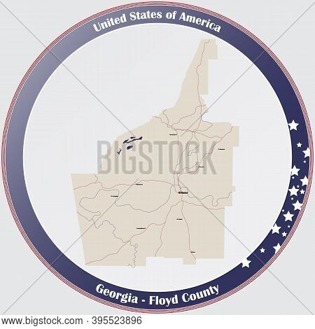 Large And Detailed Map Of Floyd County In Georgia, Usa.