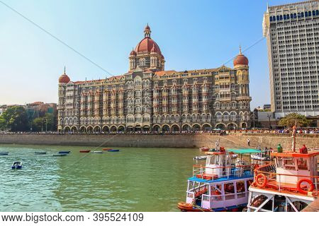 Mumbai, INDIA - December 6 : The Taj Mahal Palace Hotel is a  five-star luxury hotel, built in the Saracenic Revival style in the Colaba region of Mumbai, India.