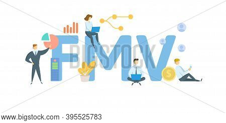 Fmv, Fair Market Value. Concept With Keywords, People And Icons. Flat Vector Illustration. Isolated 