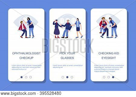 Clinic Offers Services For Cheking Up And Correcting Eyesight. Mobile App Page Ophthalmologist Check