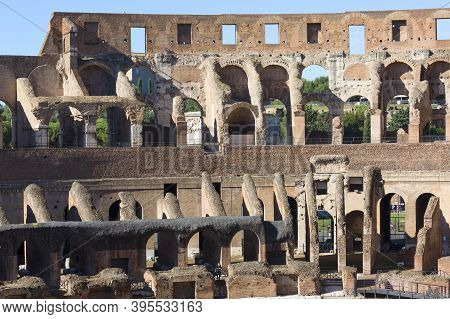 Rome, Italy - October 8, 2020: Colosseum, 1st Century Antique, Oval Amphitheatre In The Centre Of Th
