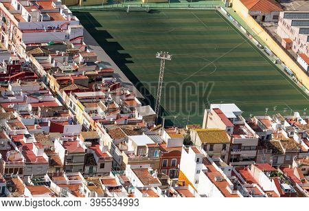 Soccer Field In The Middle Of The City, Top View