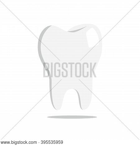 Tooth, Isolated Vector Illustration. Dentistry, Clean White Tine With Shadows