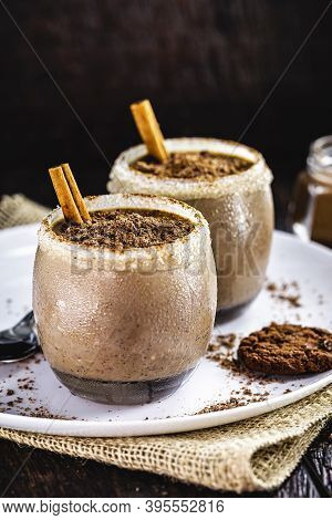 Vegan Chocolate Pudding Served Cold, With Almond Milk