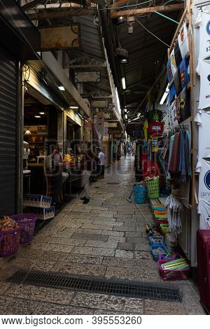 Jerusalem, Israel, November 14, 2020 : The Oriental Bazaar On The Muristan Street In The Christian P