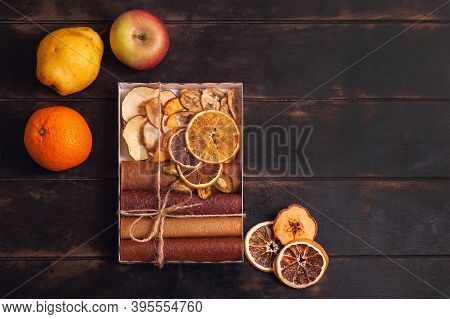 Gift With Healthy Sweets. Sweet Fruit Snacks In A Package - Pastilles And Dried Fruit. Fruit Candy, 
