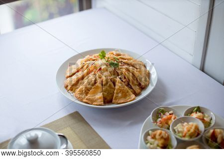 Crispy Spring Roll Stuffed With Prawns And Pork. Crispy Spring Roll Stuffed With Prawns And Pork On 