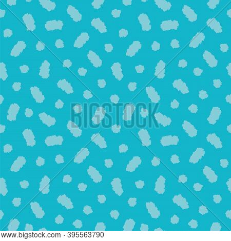 Vector Abstract Irregular Spot Pattern With Hand Drawn Grunge Stain On Blue Background. Seamless Sum