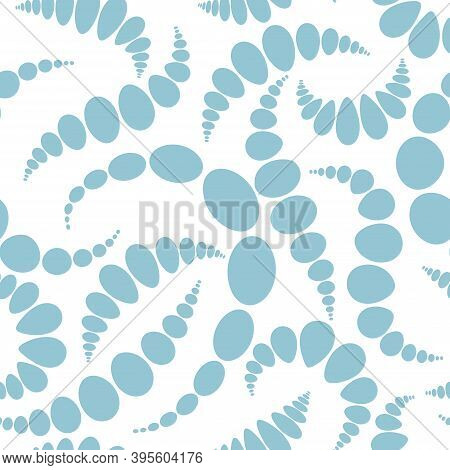 Blue Round Peas Of Different Sizes On Black Background. Vector