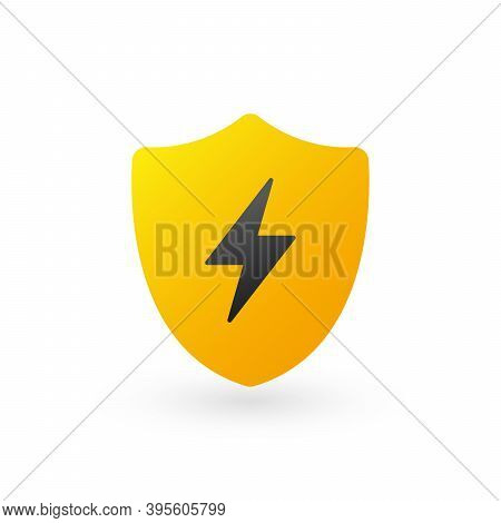 Vector Bolt Lightning And Shield Icon, Protection Symbol Vector Logo Template Icon. Stock Vector Ill