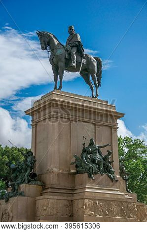 Roma, Italy - May 24, 2013. View Of Monument In Honor Of Garibaldi (italian Hero) In The Gianicolo P