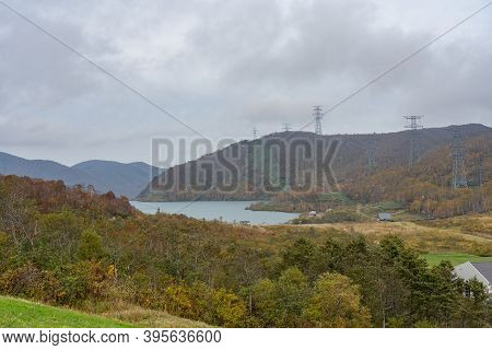 Lake Tashiro In Autumn Foliage Season. Naeba, Yuzawa, Niigata Prefecture, Japan