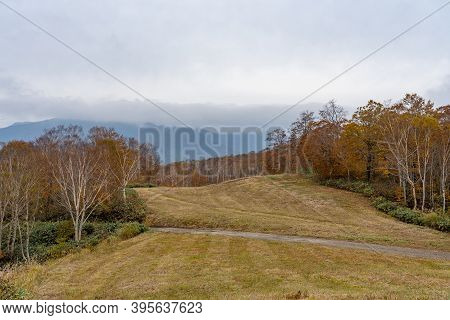 Tashiro Ski Resort In Autumn Foliage Season. Naeba, Yuzawa, Niigata Prefecture, Japan