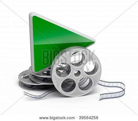 Spielen Sie SchaltflÃ¤che und Film-Rollen. Isolatd 3d Symbol