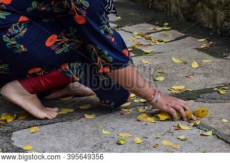 Kolhapur , Maharashtra / India- September 15th 2020; Indian Girl Wearing Designer Blue Dress Collect