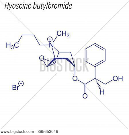 Vector Skeletal Formula Of Hyoscine Butylbromide. Drug Chemical