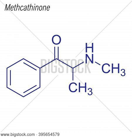 Vector Skeletal Formula Of Methcathinone. Drug Chemical Molecule