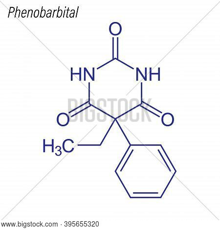 Vector Skeletal Formula Of Phenobarbital. Drug Chemical Molecule