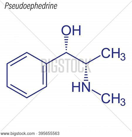 Vector Skeletal Formula Of Pseudoephedrine. Drug Chemical Molecu