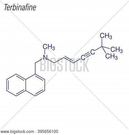 Vector Skeletal Formula Of Terbinafine. Drug Chemical Molecule.