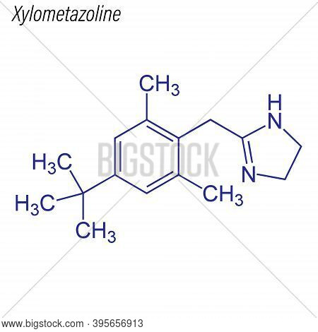 Vector Skeletal Formula Of Xylometazoline. Drug Chemical Molecul