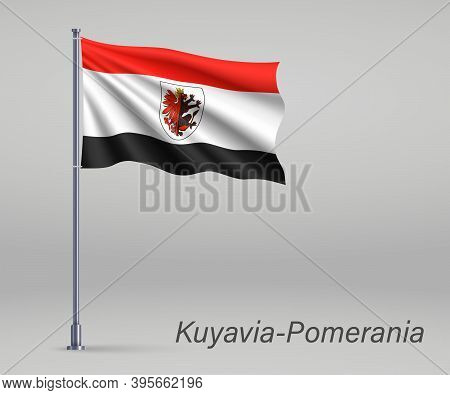 Waving Flag Of Kuyavia-pomerania Voivodeship - Province Of Polan
