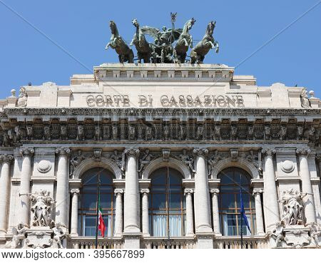 Rome, Rm, Italy - August 16, 2020: Palace Of Justice  Seat Of The Supreme Court Of Cassation And The