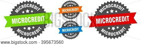Microcredit Sign. Round Ribbon Label Set. Seal