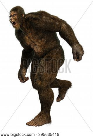 3D Rendering Sasquatch On White
