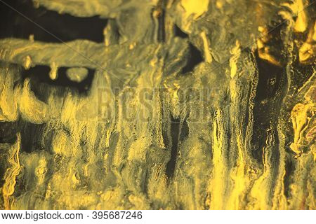Black And Yellow Pigments Difusion Into Each Other Abstract Colorful Vivid Background