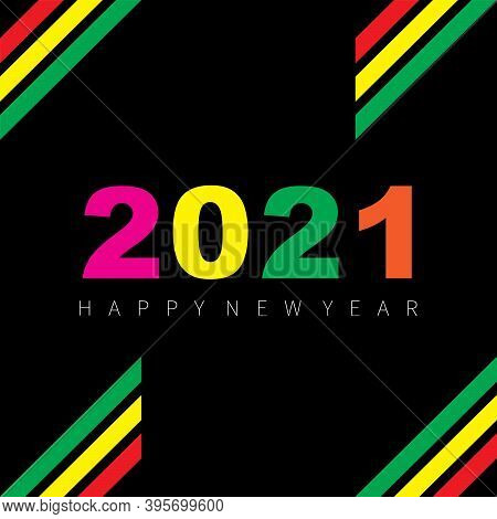 New Year 2021. 2021 Text. Happy New Year 2021 Vector. Number 2021 In The Modern Concept. Number 2021