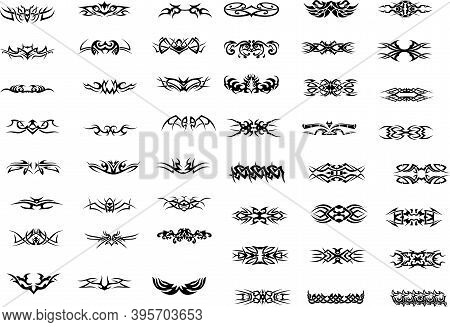Tattoo, Vector Image. Black Tattoo Abstraction. Drawing On The Skin.