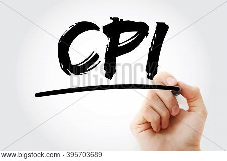 Cpi - Consumer Price Index Acronym With Marker, Business Concept Background