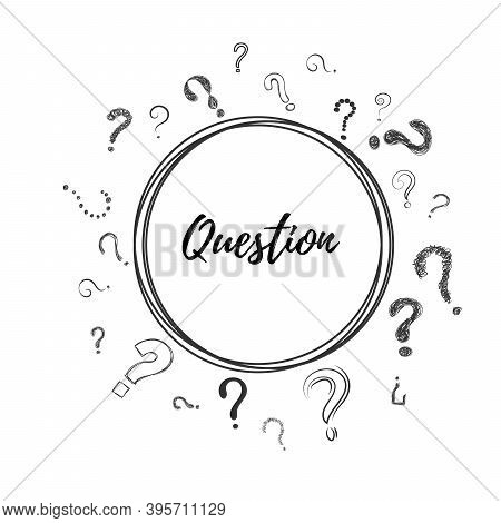 Question Mark - Hand Drawn Symbol. Hand Drawn Signs Interrogation, Scribble Symbols. Cartoon Sketch 