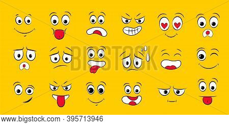 Collection Memes. Set Of Emoticons Hand Drawn Pattern. Different Eyes, Mouth, Eyebrows. Doodle Face,
