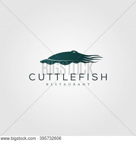 Cuttlefish Logo Vintage Silhouette Vector Illustration Design