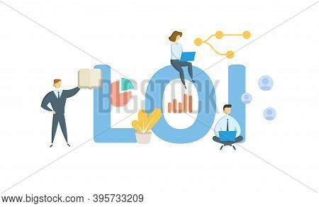 Loi, Letter Of Intent. Concept With Keywords, People And Icons. Flat Vector Illustration. Isolated O